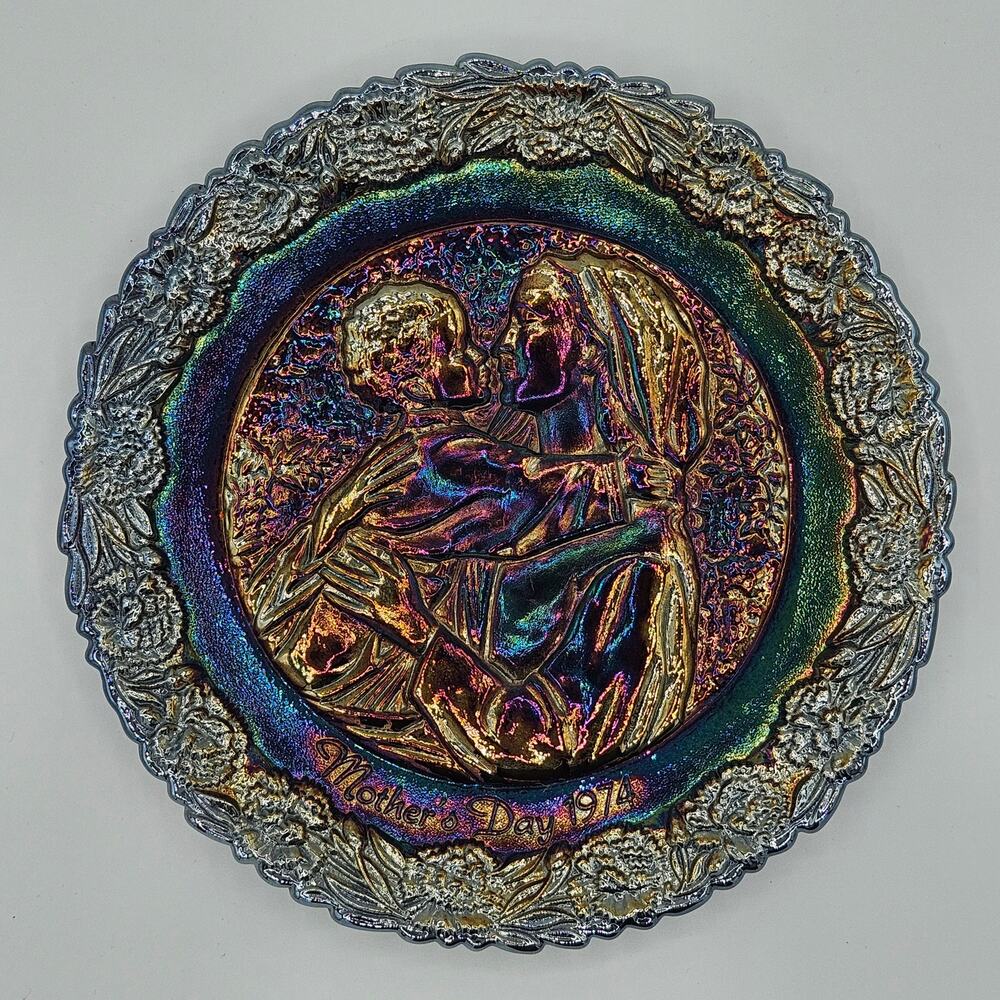 Vintage Fenton Carnival Glass Mother's Day Plate 1974